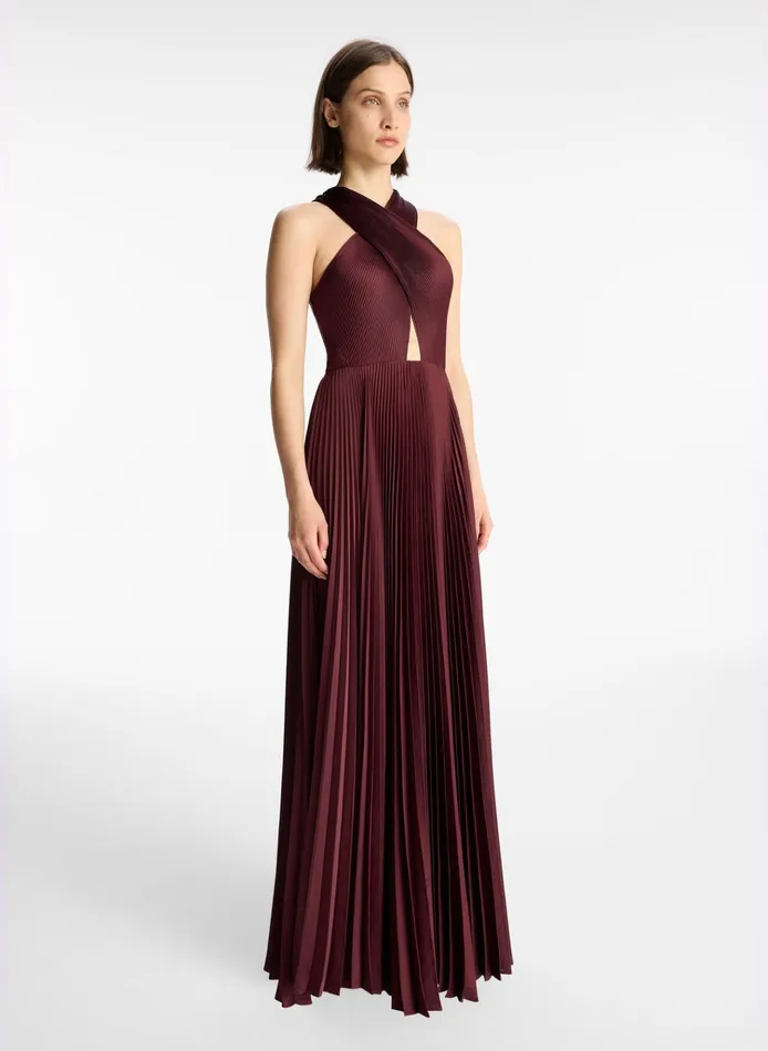 Women Dresses ALC Athena Satin Pleated Dress Chicory