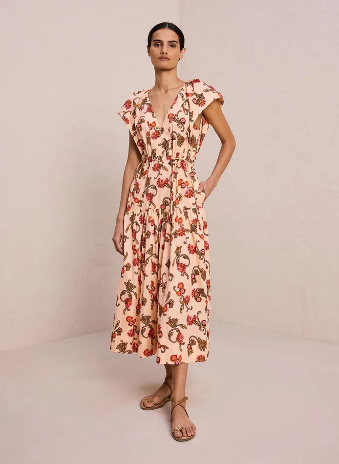 Women Dresses ALC August Cotton Midi Dress Peach Dust Multi