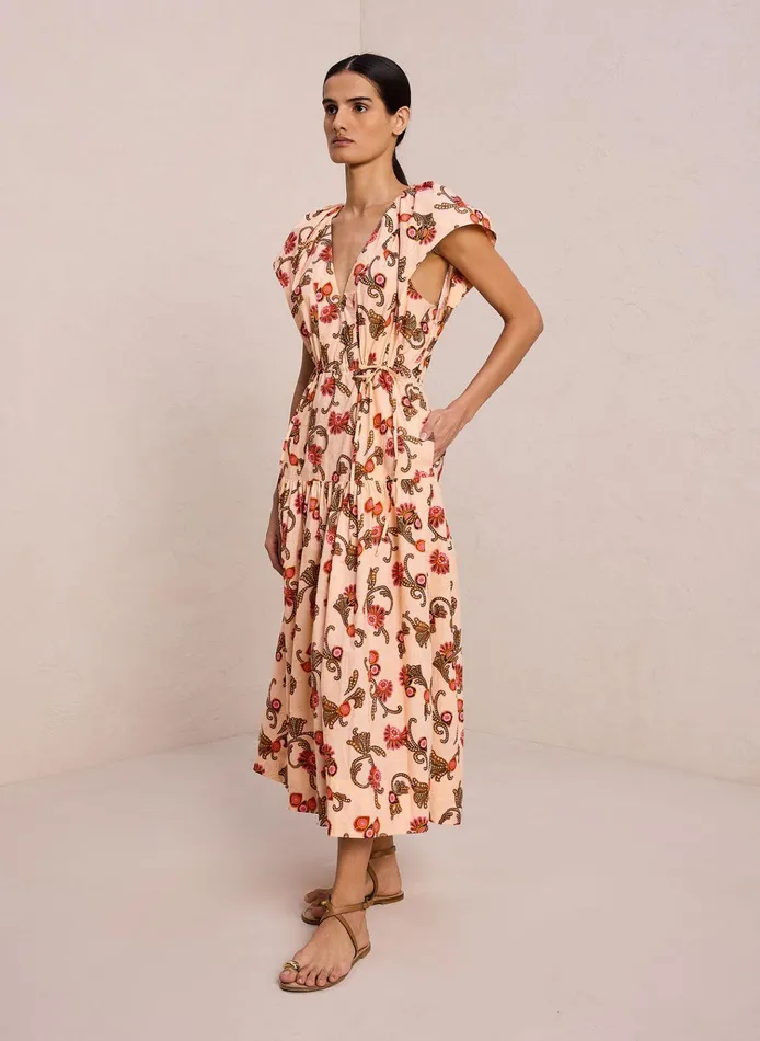 Women Dresses ALC August Cotton Midi Dress Peach Dust Multi