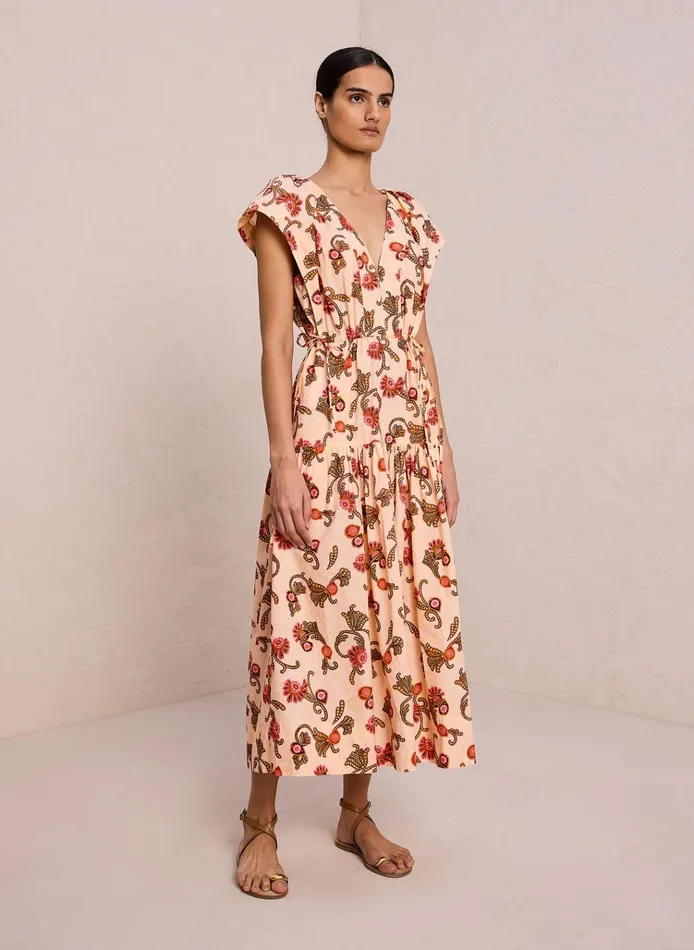 Women Dresses ALC August Cotton Midi Dress Peach Dust Multi