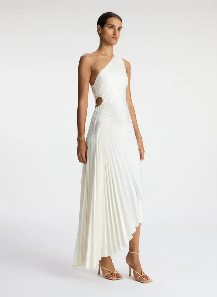 Women Dresses ALC Delfina Satin Pleated Dress Whisper White