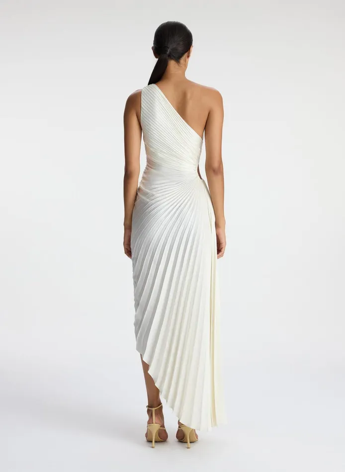 Women Dresses ALC Delfina Satin Pleated Dress Whisper White