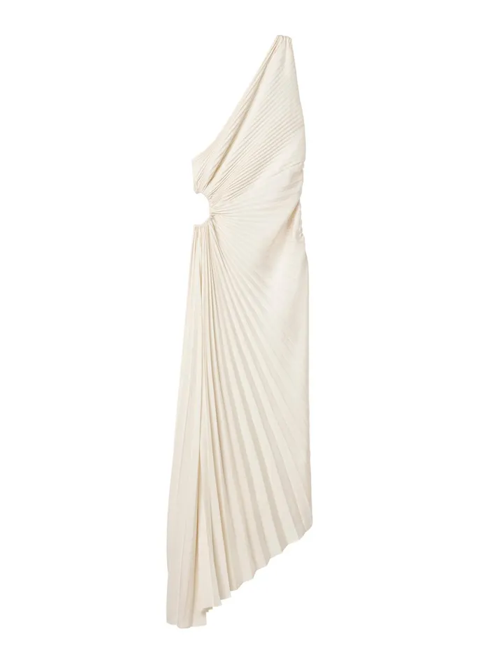 Women Dresses ALC Delfina Satin Pleated Dress Whisper White