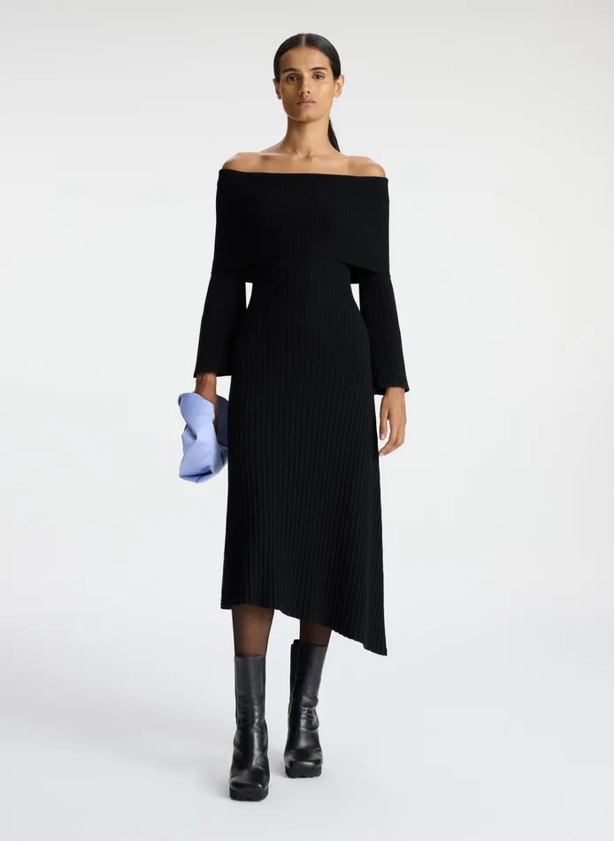Women Dresses ALC Eve Off Shoulder Wool Dress Black