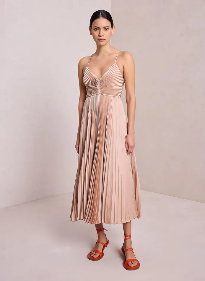 Women Dresses ALC Gemini Satin Pleated Dress Bella