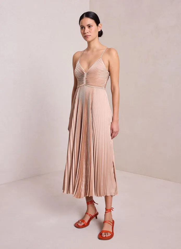 Women Dresses ALC Gemini Satin Pleated Dress Bella