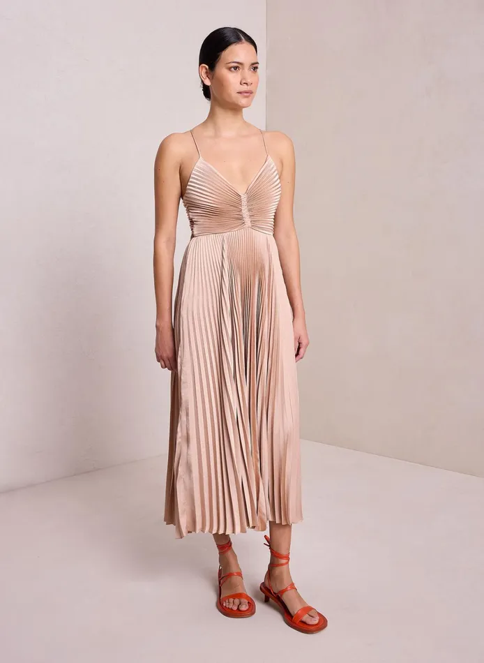Women Dresses ALC Gemini Satin Pleated Dress Bella