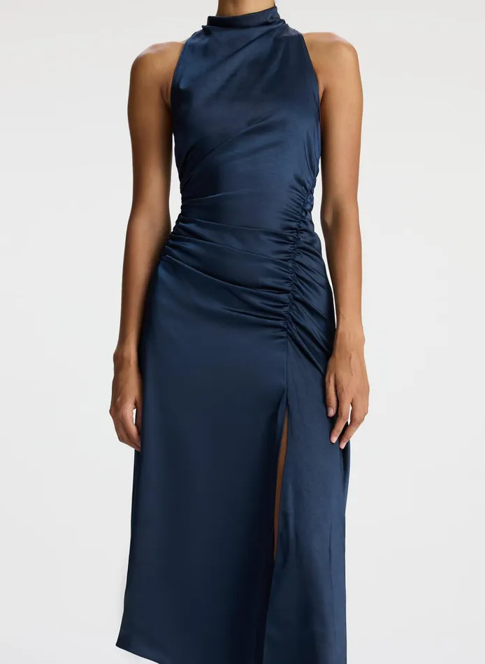 Women Dresses ALC Inez Satin Midi Dress Dark Sapphire