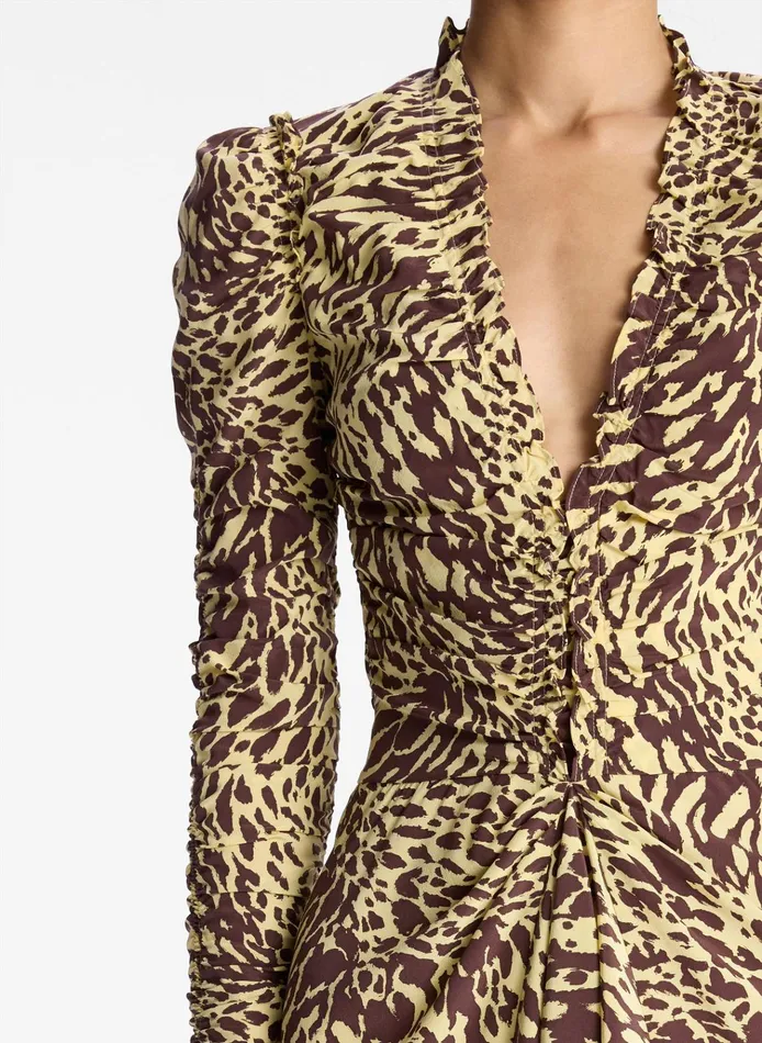 Women Dresses ALC Marcie Silk Mini Dress Golden Hazechocolate Plum