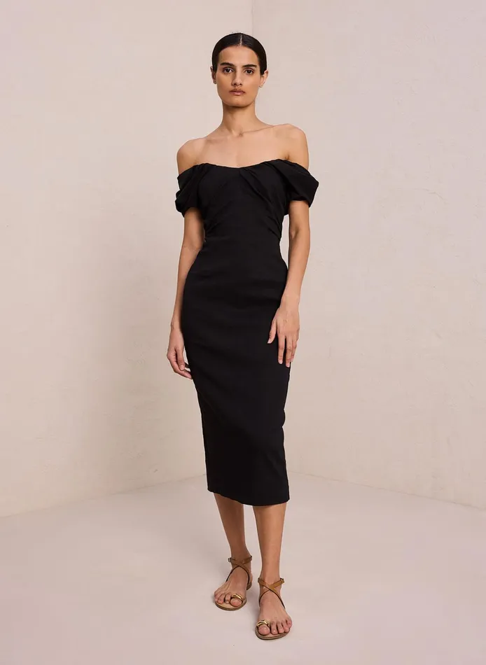 Women Dresses ALC Nora Linen Midi Dress Black