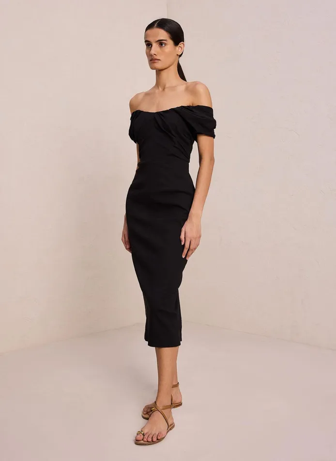 Women Dresses ALC Nora Linen Midi Dress Black