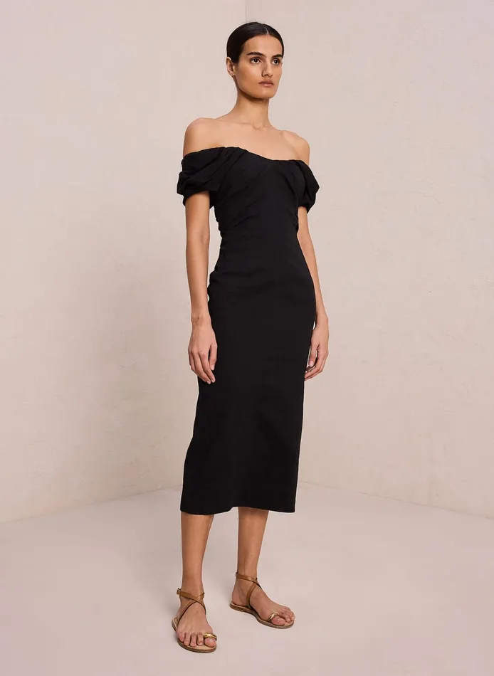 Women Dresses ALC Nora Linen Midi Dress Black