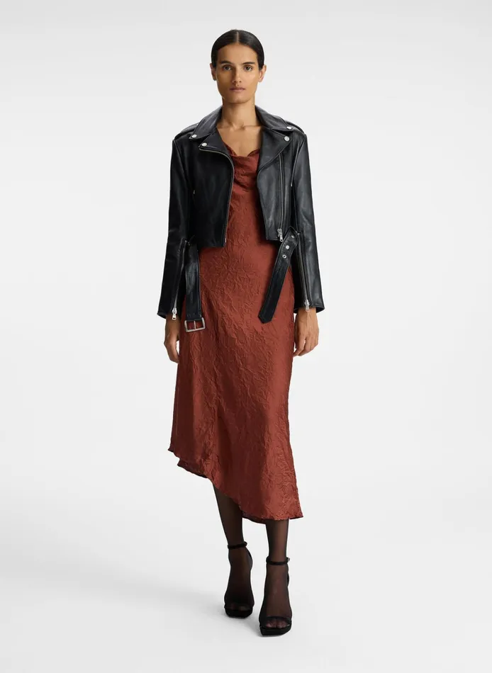 Women Dresses ALC Pixie Crinkle Satin Dress Burnt Umber