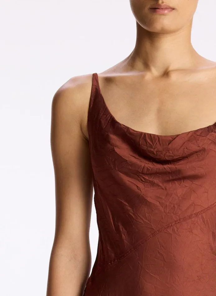 Women Dresses ALC Pixie Crinkle Satin Dress Burnt Umber