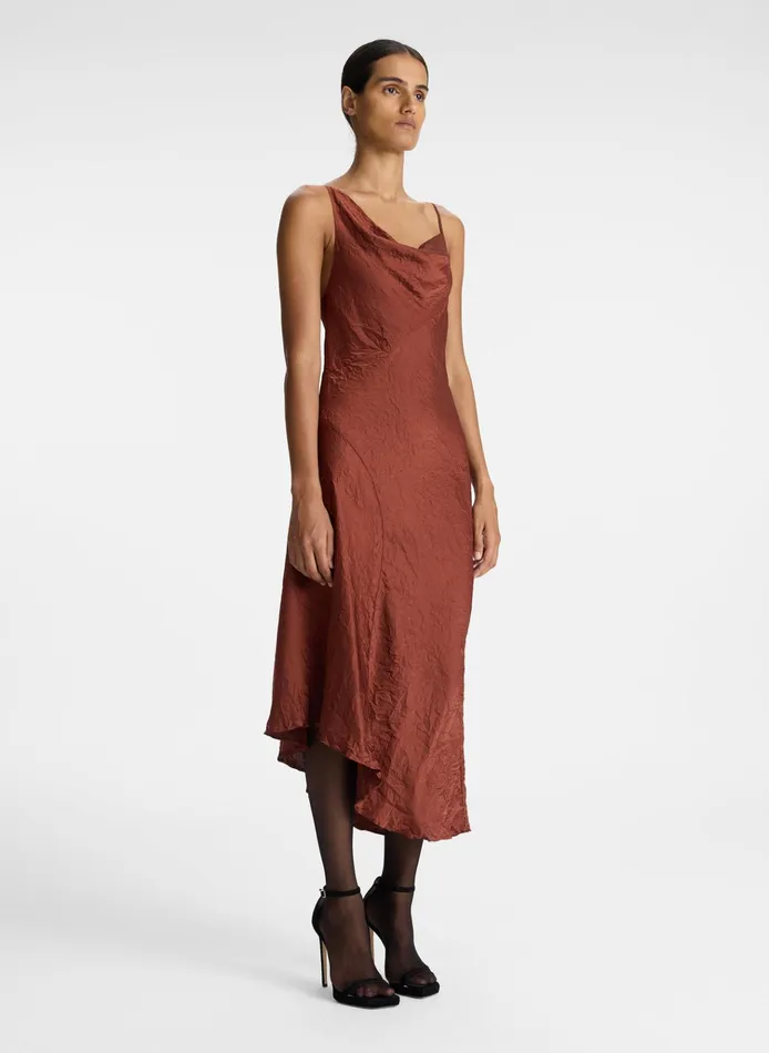 Women Dresses ALC Pixie Crinkle Satin Dress Burnt Umber