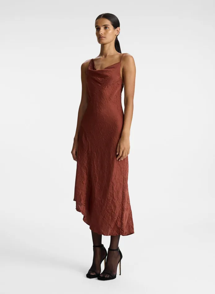Women Dresses ALC Pixie Crinkle Satin Dress Burnt Umber