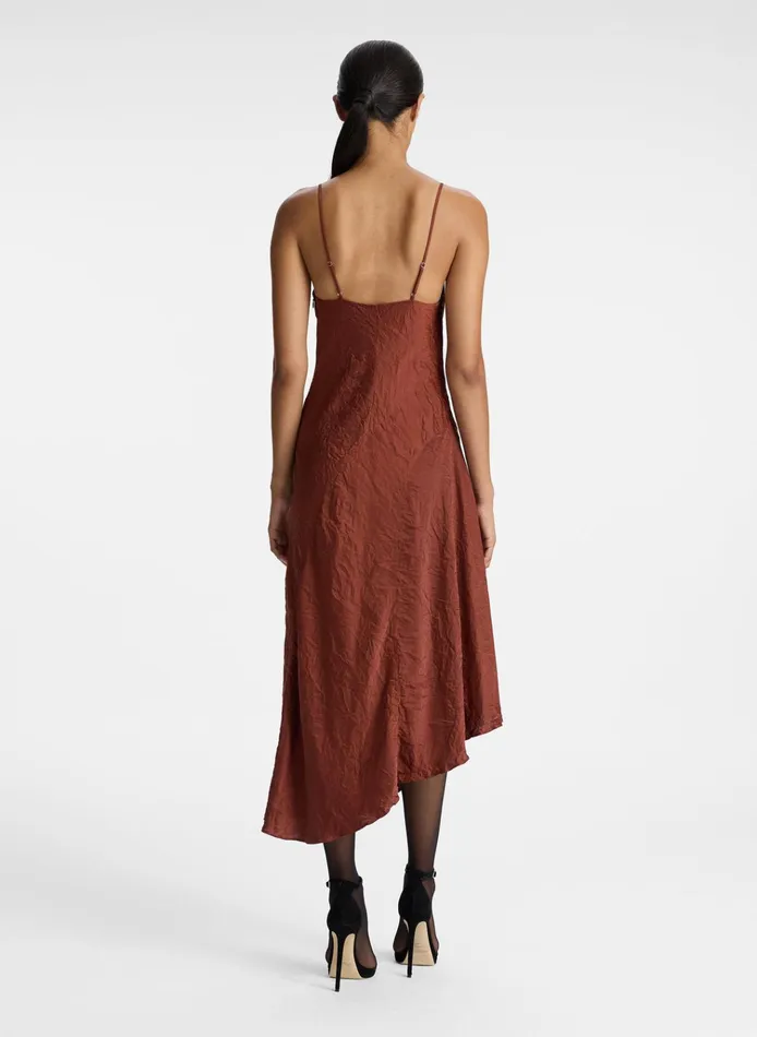 Women Dresses ALC Pixie Crinkle Satin Dress Burnt Umber