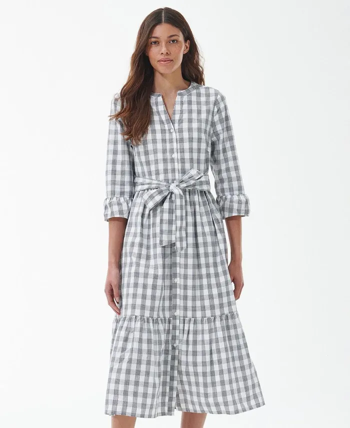 Women Dresses and Skirts Barbour Seamills Midi Dress Navy Check