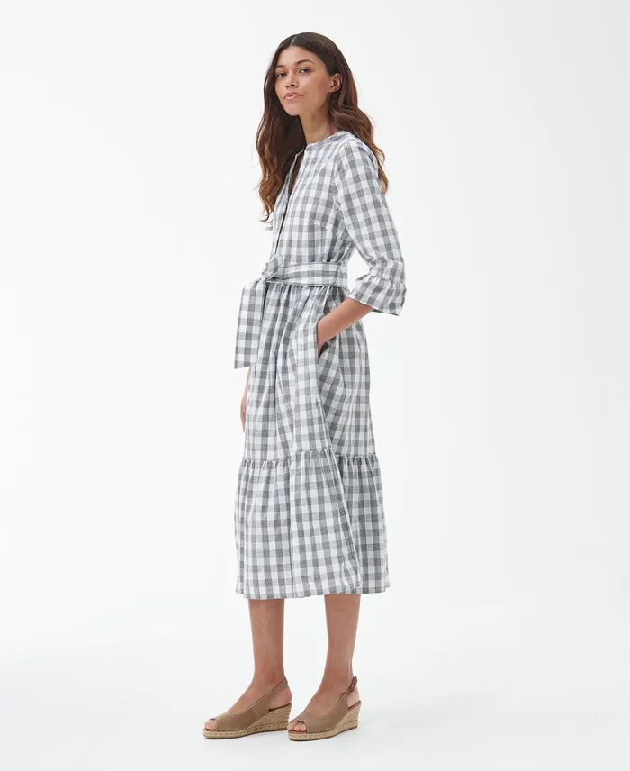 Women Dresses and Skirts Barbour Seamills Midi Dress Navy Check Women Dresses and Skirts Barbour Seamills Midi Dress Navy Check