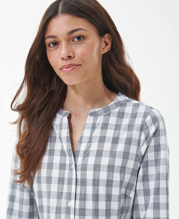 Women Dresses and Skirts Barbour Seamills Midi Dress Navy Check Women Dresses and Skirts Barbour Seamills Midi Dress Navy Check