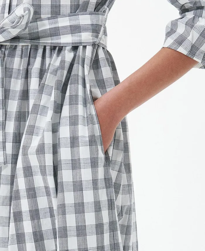 Women Dresses and Skirts Barbour Seamills Midi Dress Navy Check Women Dresses and Skirts Barbour Seamills Midi Dress Navy Check