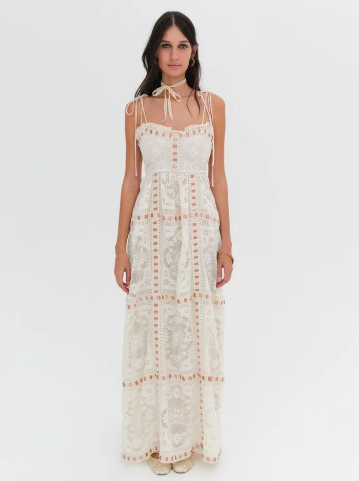 Women Dresses For Love and Lemons Charlotte Maxi Dress Beige