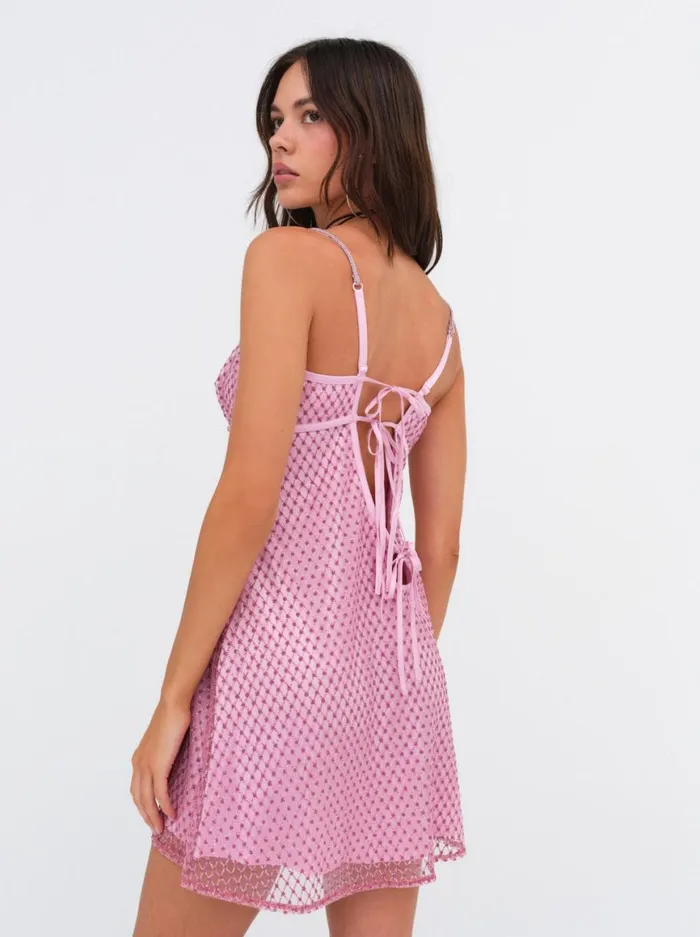 Women Dresses For Love and Lemons Glitter Slip Dress Pink Women Dresses For Love and Lemons Glitter Slip Dress Pink
