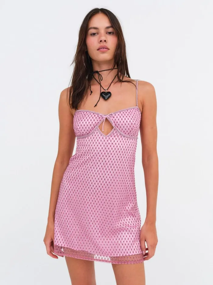 Women Dresses For Love and Lemons Glitter Slip Dress Pink Women Dresses For Love and Lemons Glitter Slip Dress Pink
