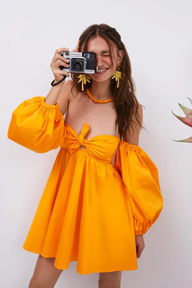 Women Dresses For Love and Lemons Saint Lucia Mini Dress Orange