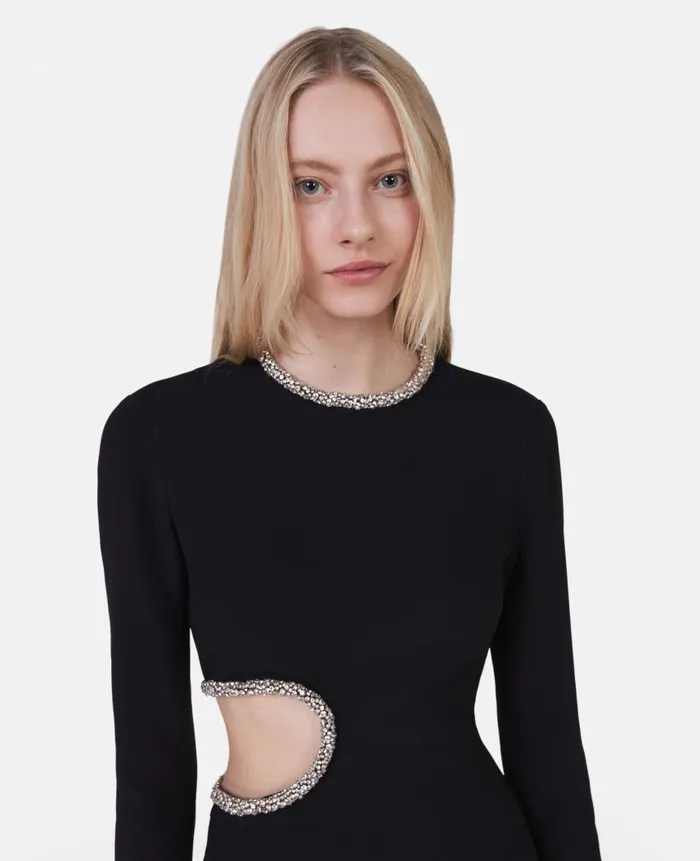 Women Dresses Stella McCartney Crystal CutOut Evening Gown Black