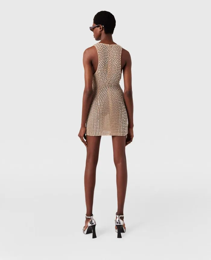Women Dresses Stella McCartney CrystalEmbellished Midi Dress Nude Beige
