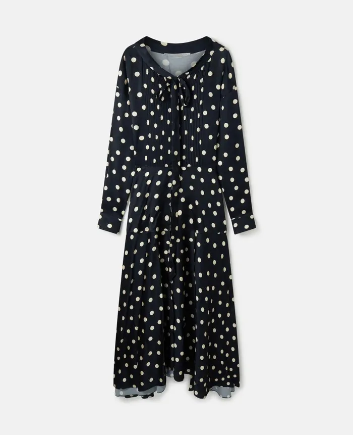 Women Dresses Stella McCartney LongSleeve Polka Dot Maxi Dress Black With Cream Women Dresses Stella McCartney LongSleeve Polka Dot Maxi Dress Black With Cream