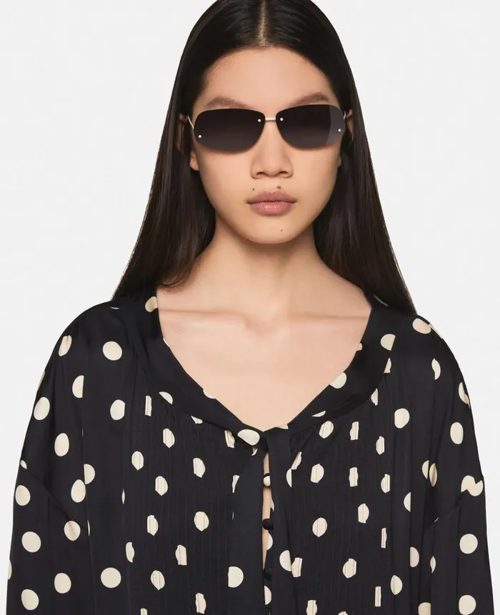 Women Dresses Stella McCartney LongSleeve Polka Dot Maxi Dress Black With Cream