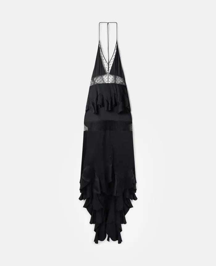 Women Dresses Stella McCartney Puff Sleeve Polka Dot Mesh Maxi Dress Midnight Black Women Dresses Stella McCartney Puff Sleeve Polka Dot Mesh Maxi Dress Midnight Black