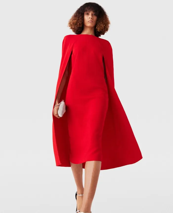 Women Dresses Stella McCartney Round Neck Cape Midi Dress Midnight Black