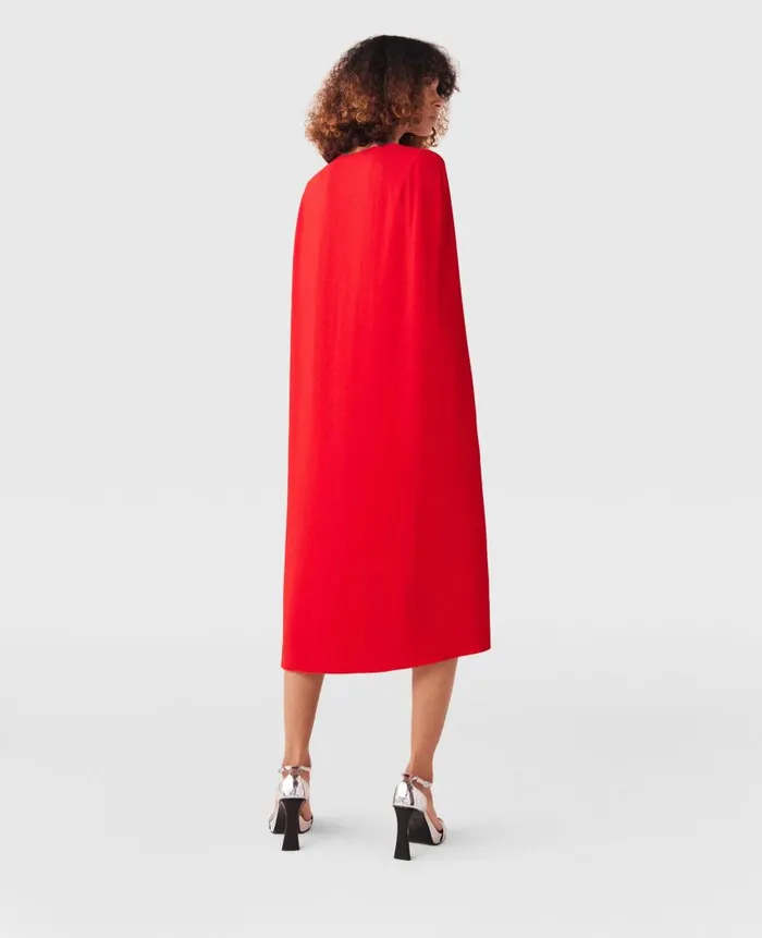Women Dresses Stella McCartney Round Neck Cape Midi Dress Midnight Black