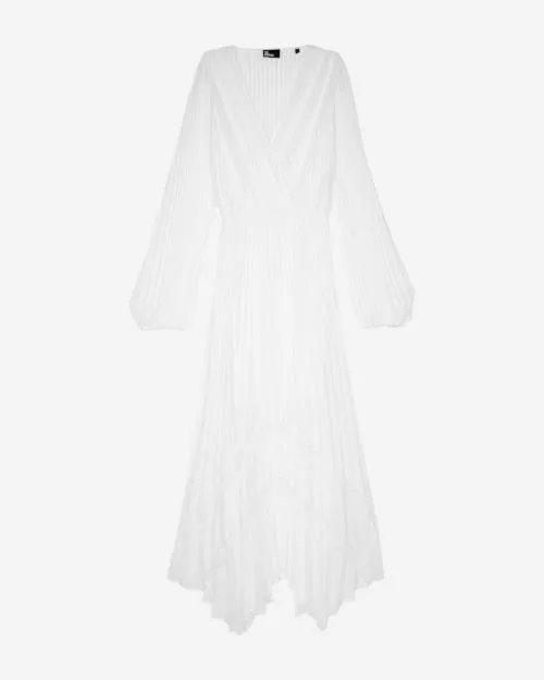 Women Dresses The Kooples Ecru Plumetis Long Pleated Dress Ecru