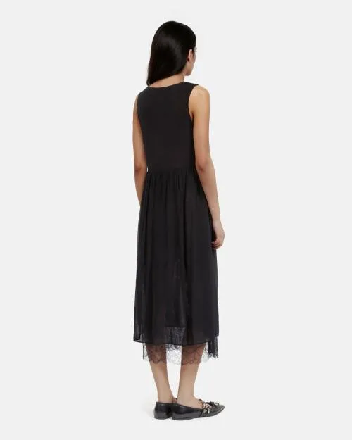 Women Dresses The Kooples Long Black Dress With Lace Black