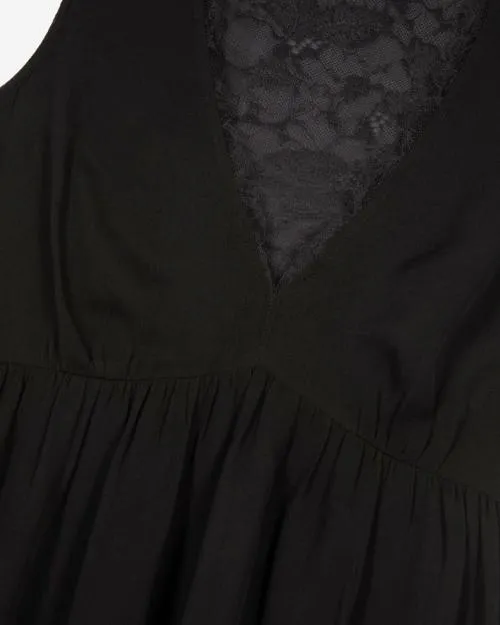 Women Dresses The Kooples Long Black Dress With Lace Black