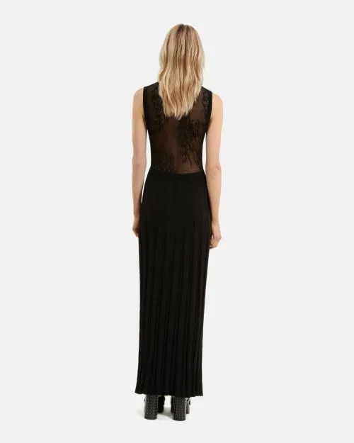 Women Dresses The Kooples Long Black Mesh Dress Black