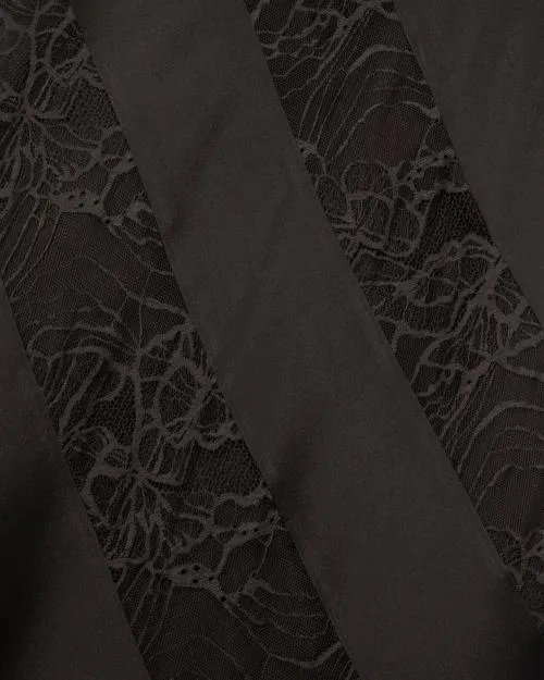 Women Dresses The Kooples Long Black Silk And Lace Babydoll Dress Black