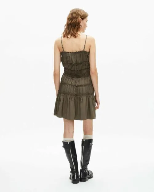 Women Dresses The Kooples Short Khaki Dress With Bows Kaki Stone