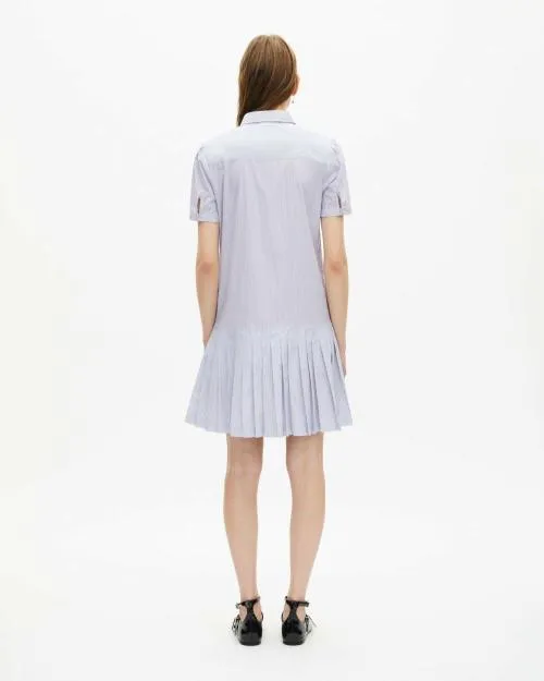 Women Dresses The Kooples Short Striped Shirt Collar Dress Blue White