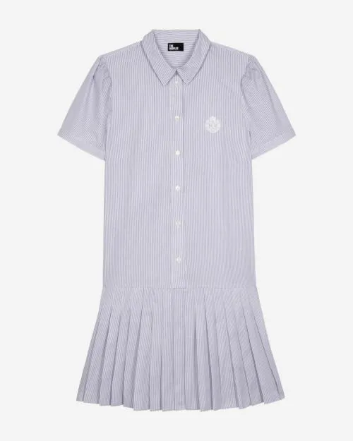 Women Dresses The Kooples Short Striped Shirt Collar Dress Blue White