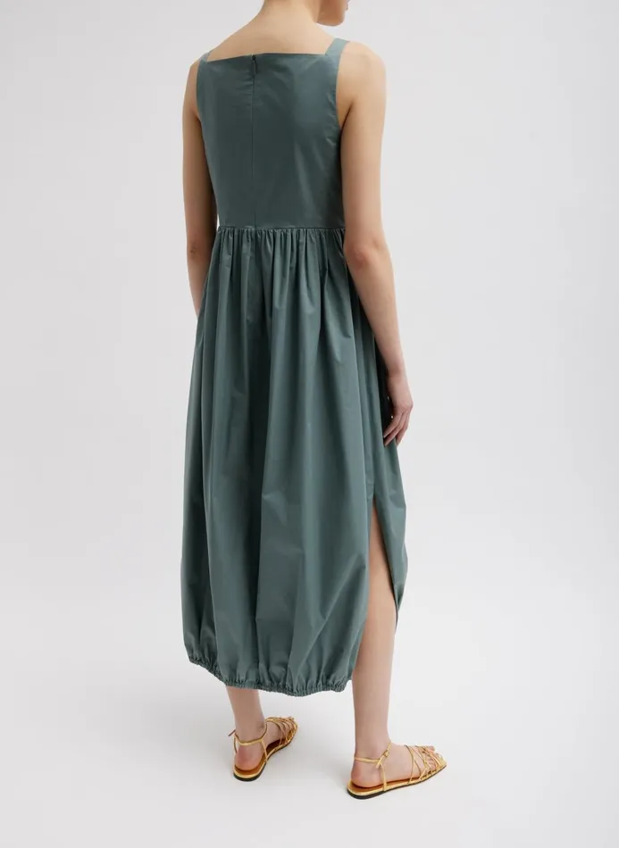 Women Dresses Tibi Eco Poplin Square Neck Sculpted Dress Green Limestone