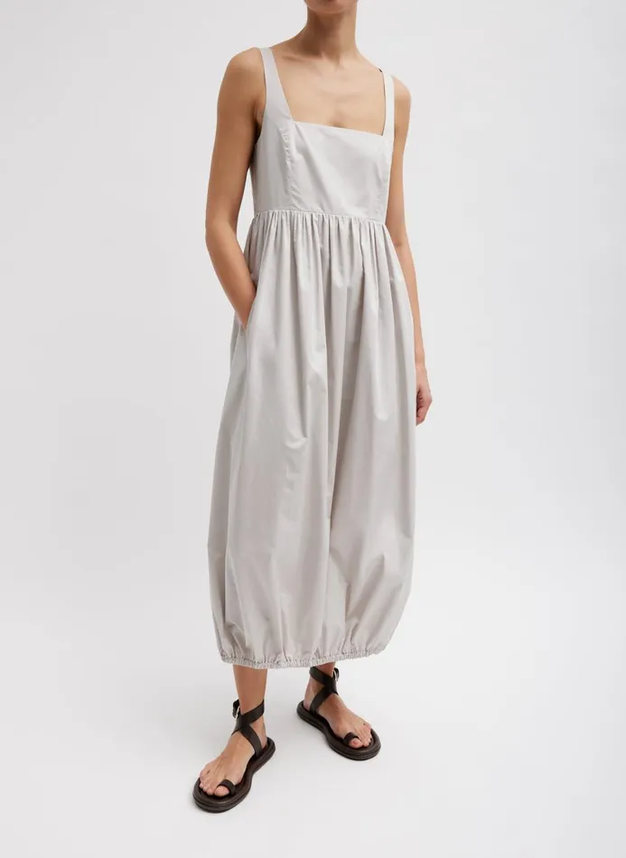 Women Dresses Tibi Eco Poplin Square Neck Sculpted Dress Stone