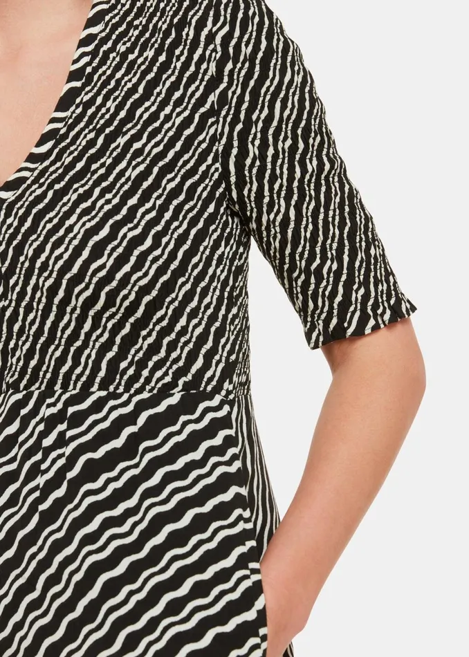 Women Dresses Whistles Black Diagonal Ripple Shirred Dress