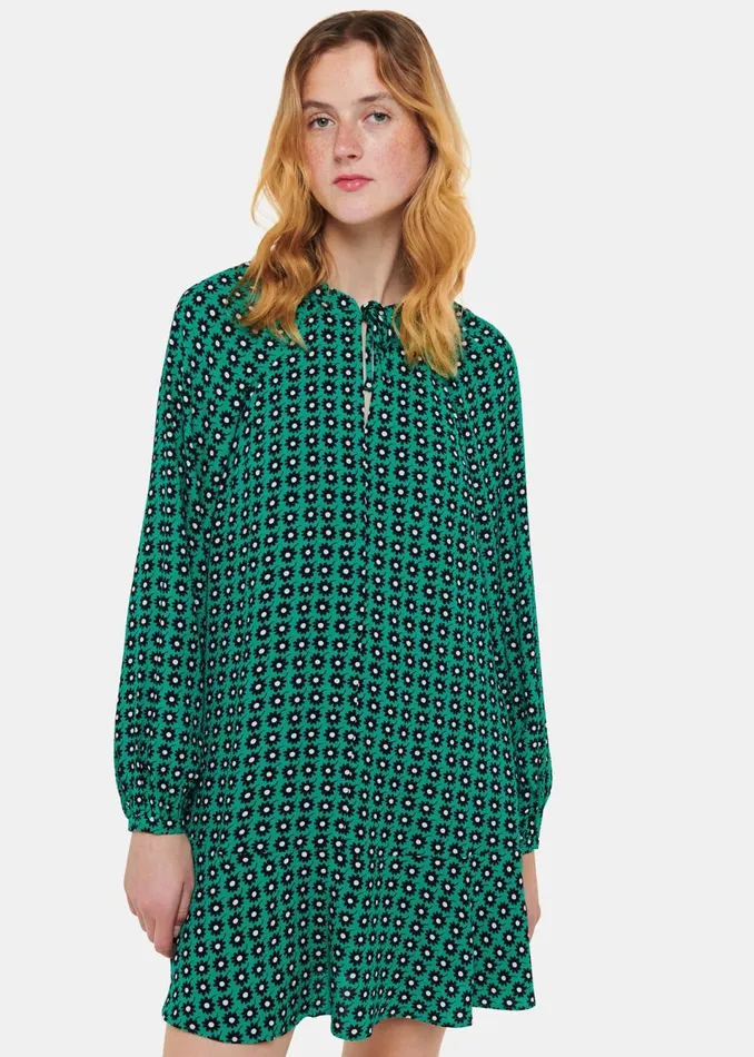 Women Dresses Whistles Green Floral Dot Flippy Dress