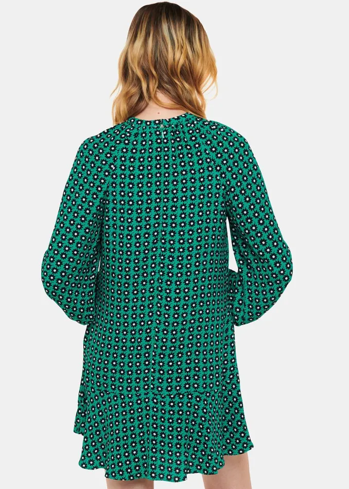 Women Dresses Whistles Green Floral Dot Flippy Dress