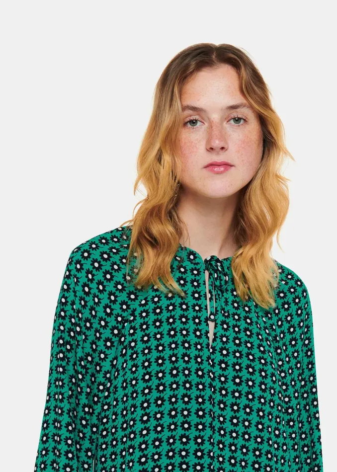 Women Dresses Whistles Green Floral Dot Flippy Dress